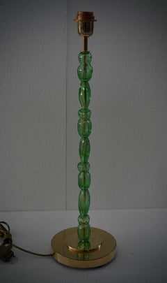 Murano Art Glass Blown Glass Green Color Art Deco Table Lamp, 2020