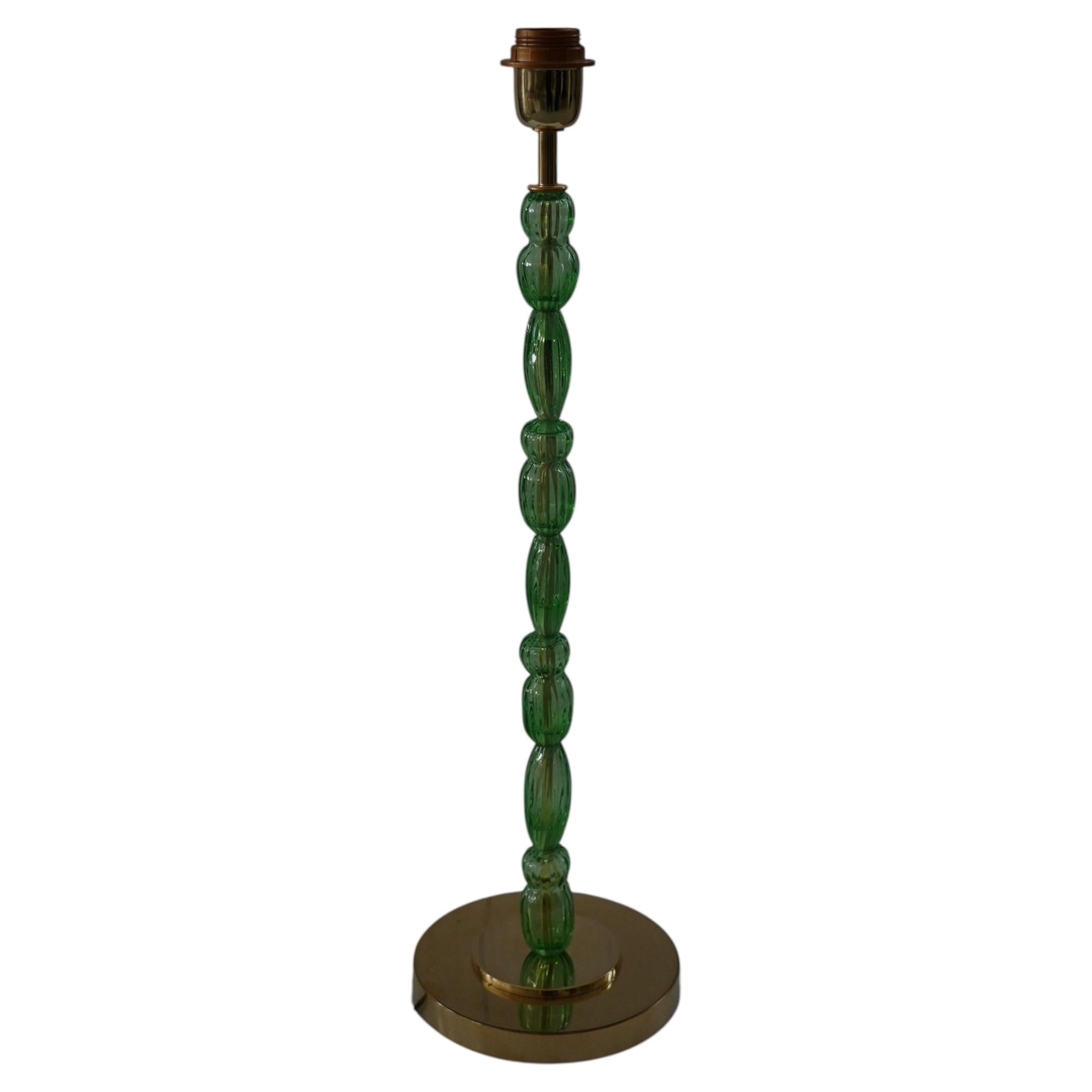 Murano Art Glass Blown Glass Green Color Art Deco Table Lamp, 2020