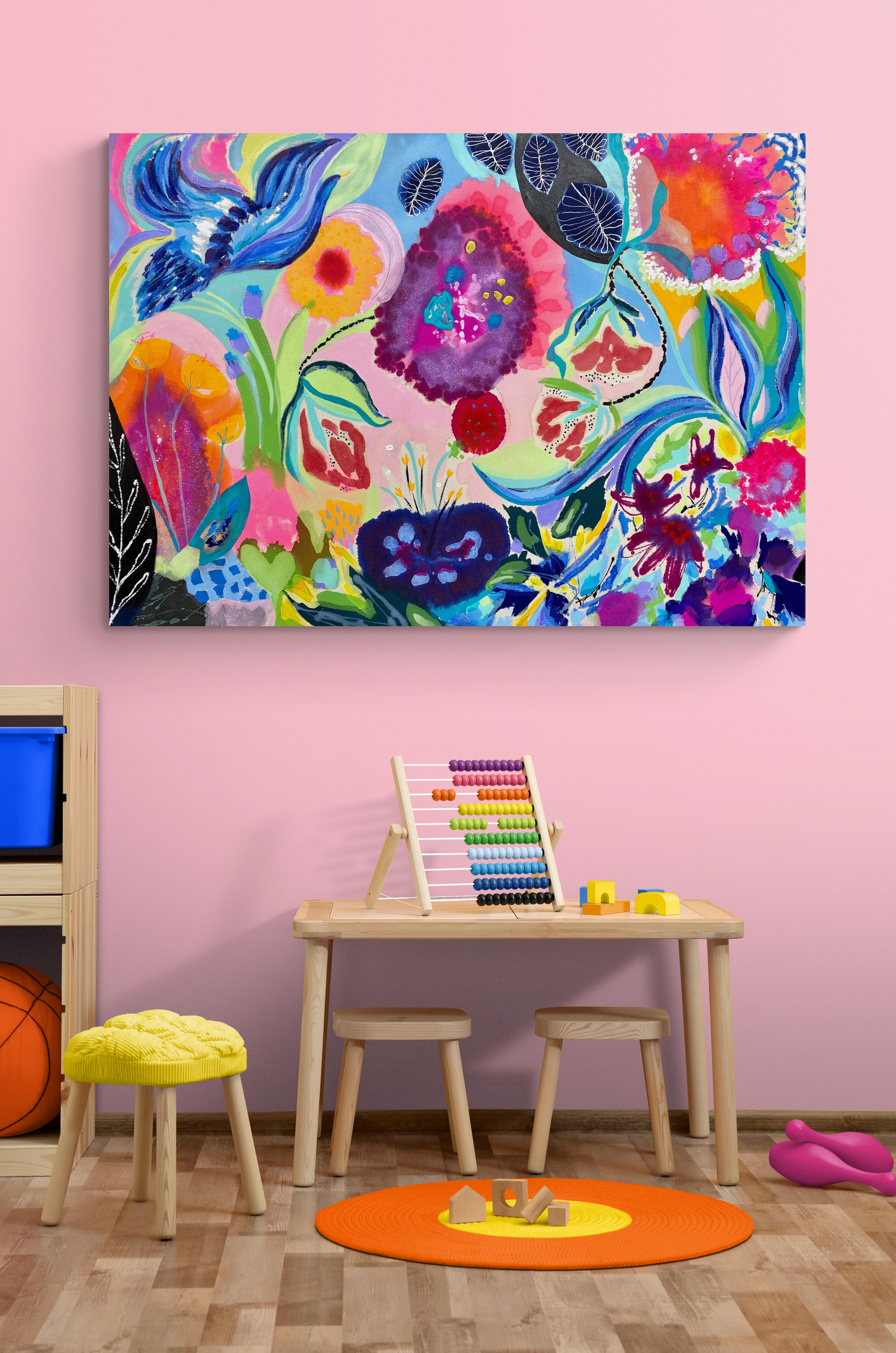 Joyful Abundance, Original Bold and Bright Contemporary Abstract Painting For Sale 2
