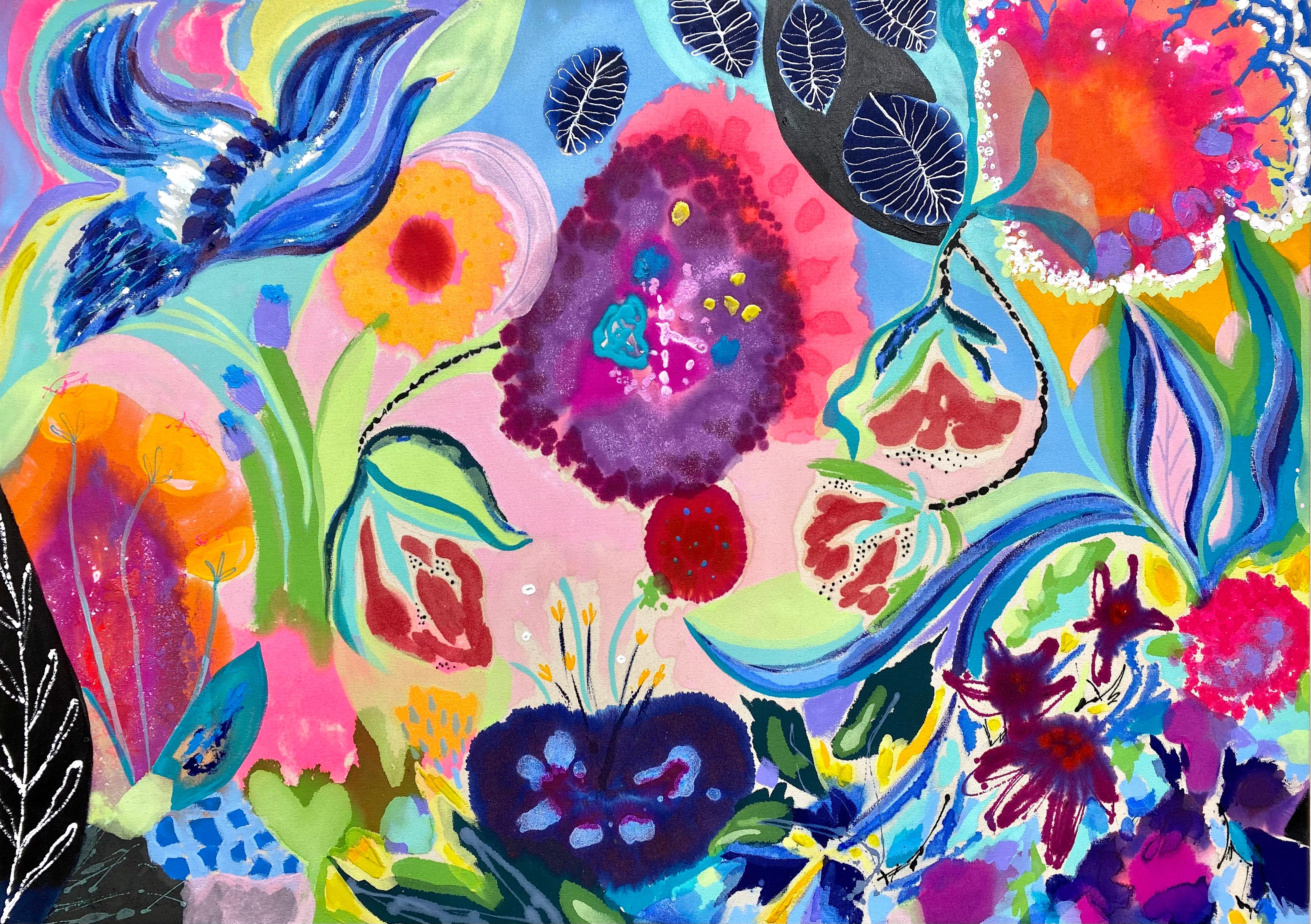Joyful Abundance, Original Bold and Bright Contemporary Abstract Painting
46x65x2.5 (HxWxD), Acrylic Paint

The title of this painting suits it perfectly: there is an overwhelming amount of joy that spills out from this colorful composition. Wyanne