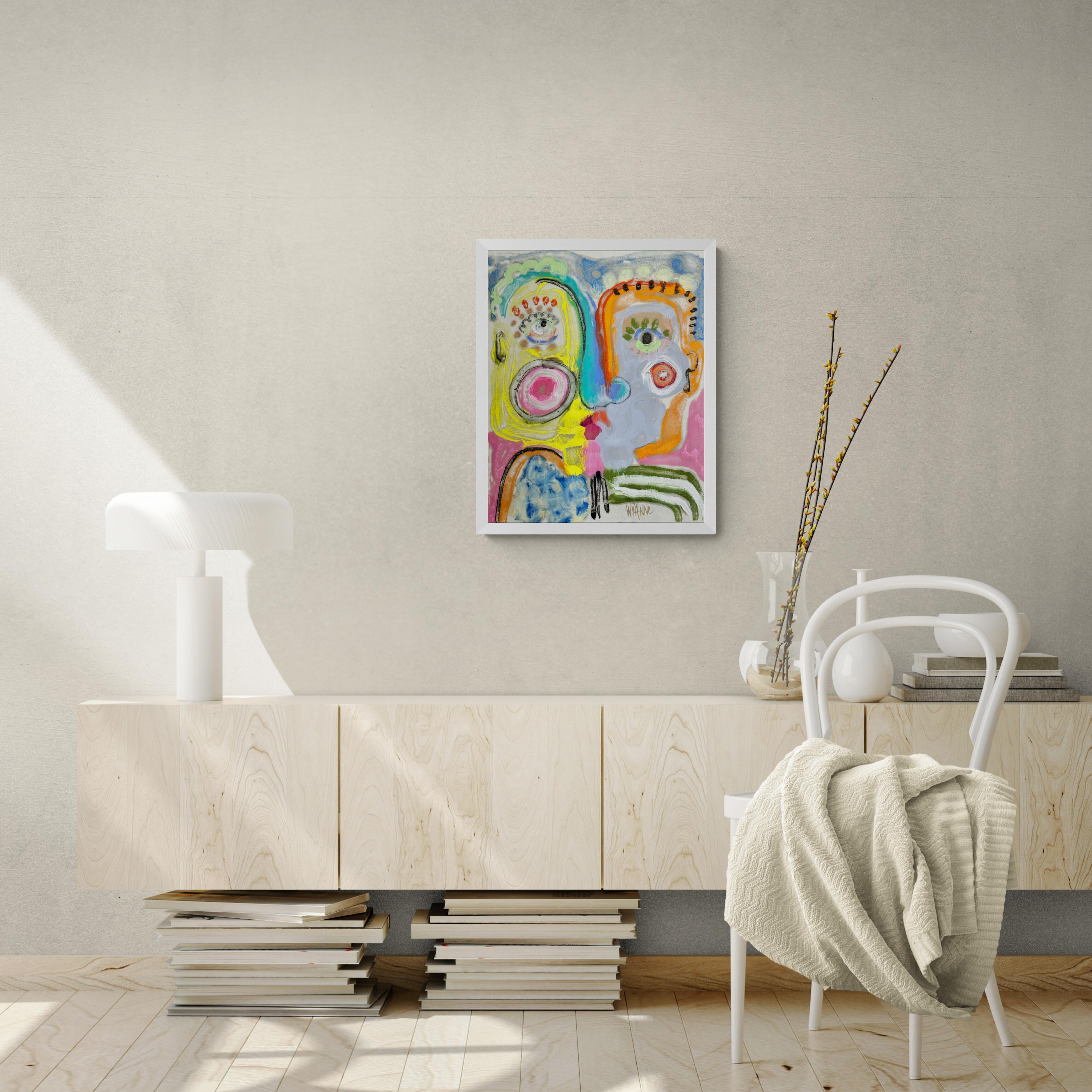 Mind Blown, Pintura Figurativa Contemporánea Original sobre Lienzo - Figurative Painting Beige de Wyanne Thompson