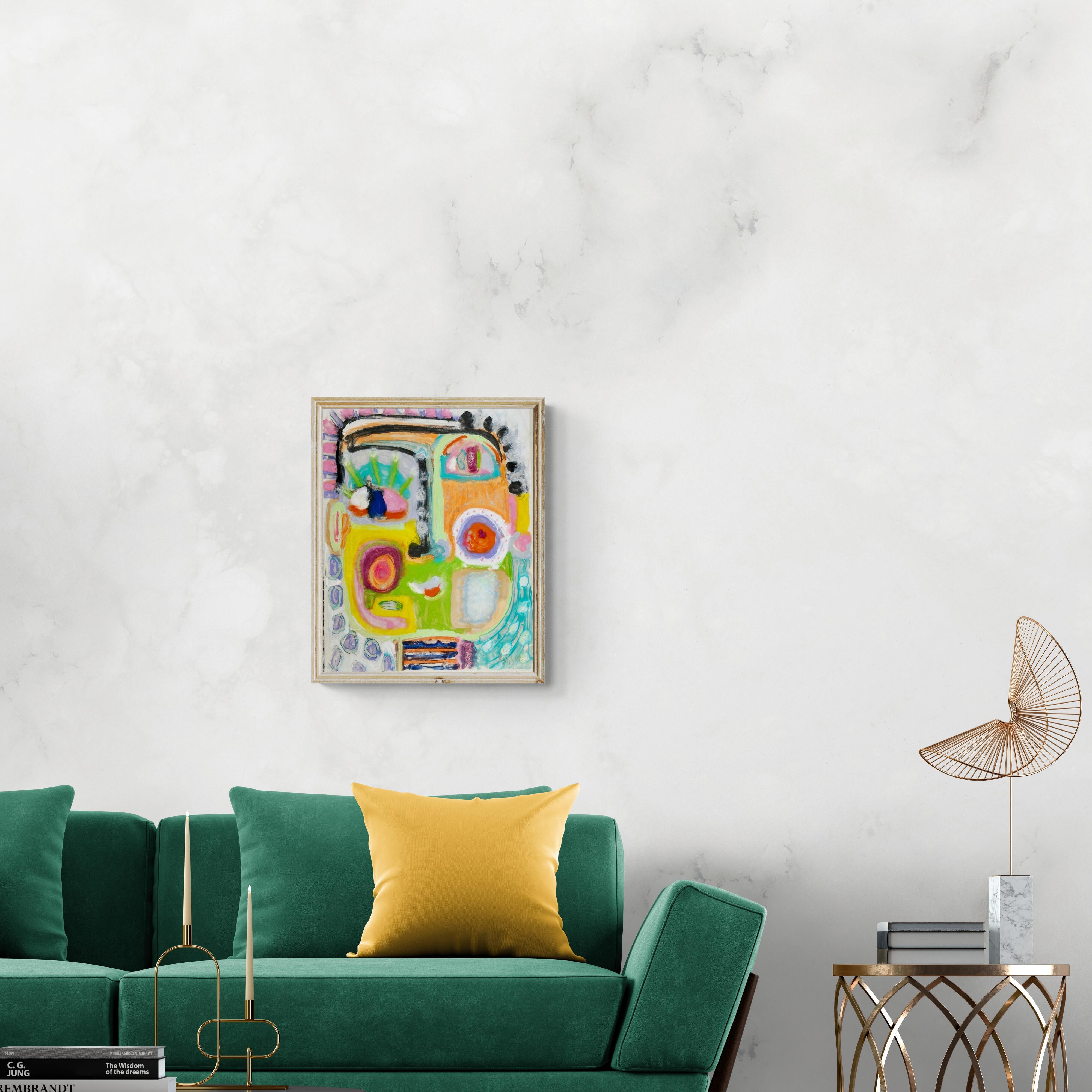 Sorriso, dipinto astratto originale contemporaneo su tela - Painting Astratto di Wyanne Thompson