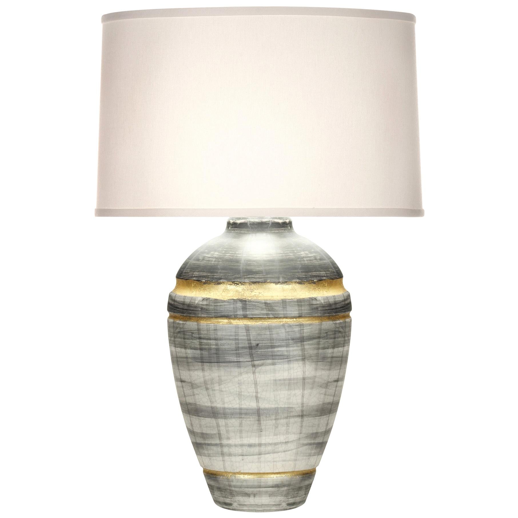 Wyatt Table Lamp in Gray and Gold Ceramic by CuratedKravet