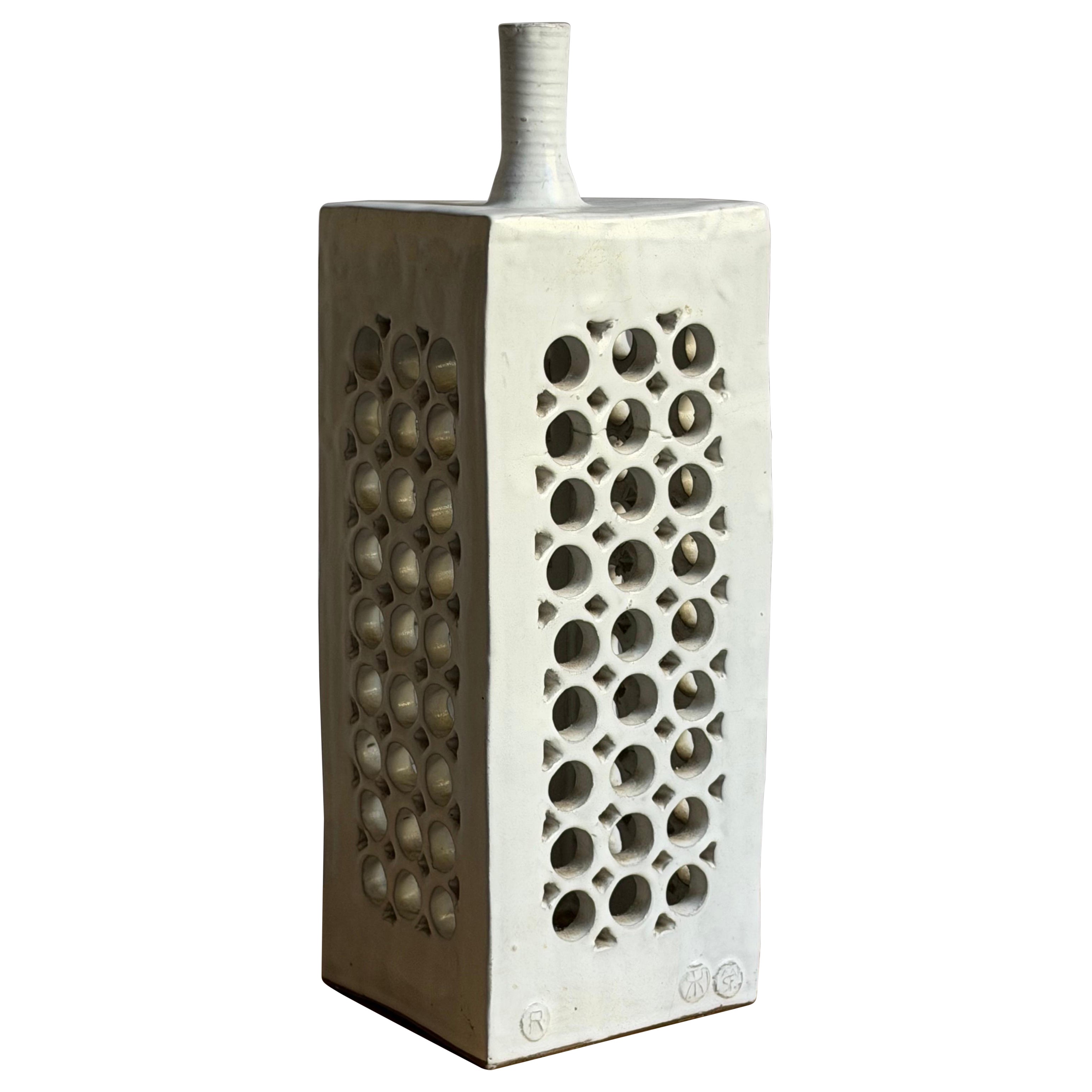 Wye Pottery Pierced Ceramic Vase, England, 1960s For Sale