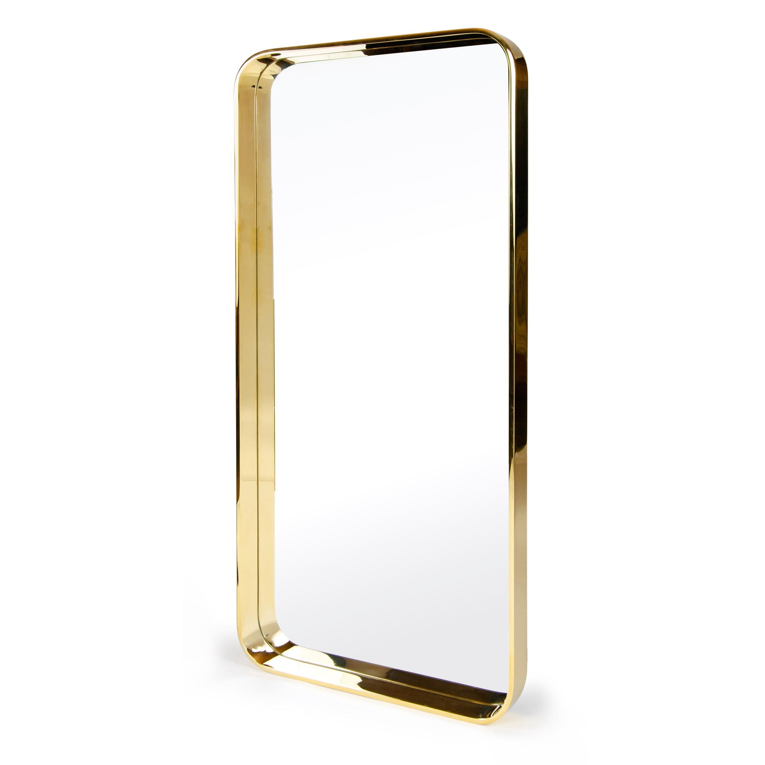 A Wyeth original mirror in solid bronze bar with wide radius corners. Available in custom sizes and finishes.