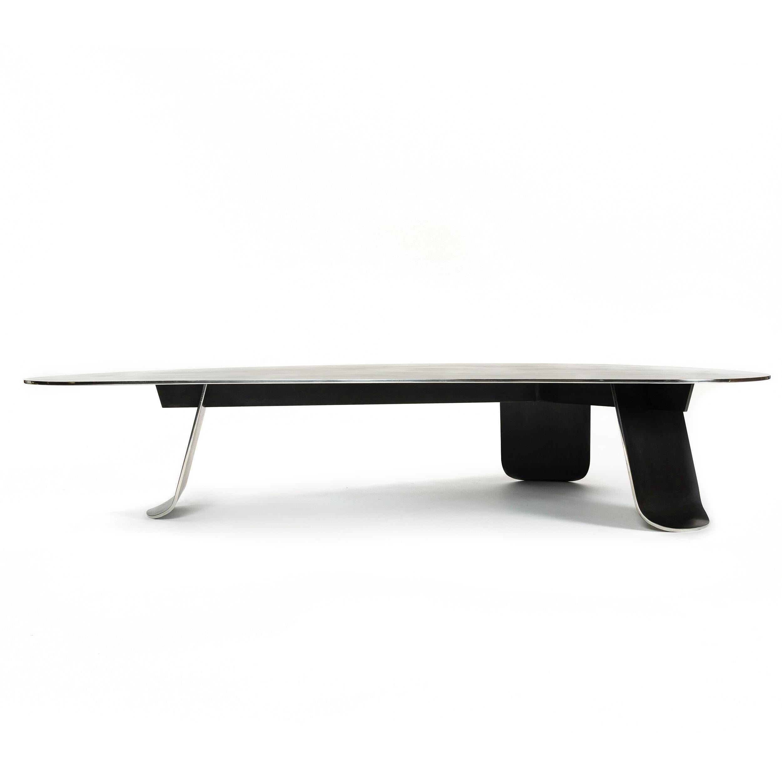 American Wyeth Chrysalis Table No. 1 in Blackened Stainless Steel with Polished Edges For Sale