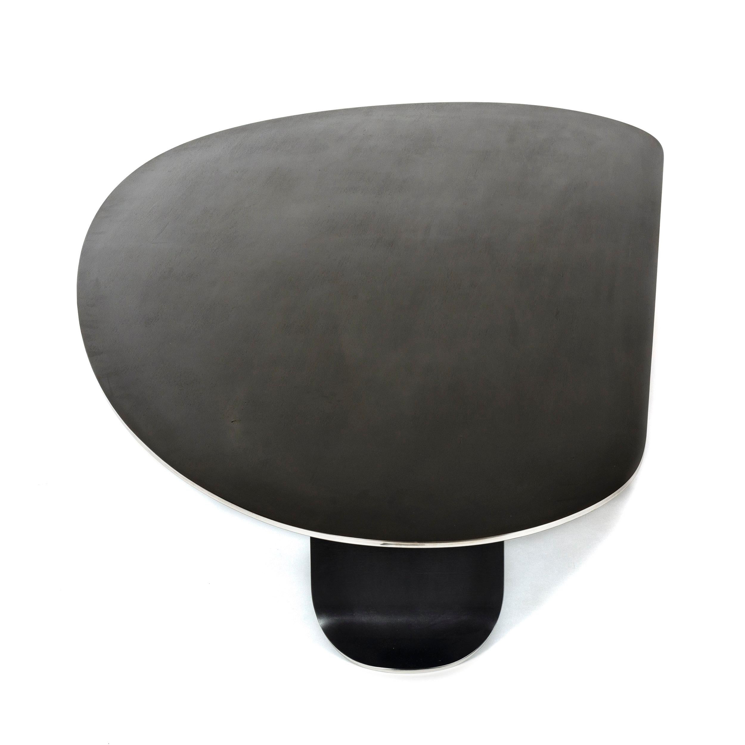 Contemporary Wyeth Chrysalis Table No. 1 in Blackened Stainless Steel with Polished Edges For Sale
