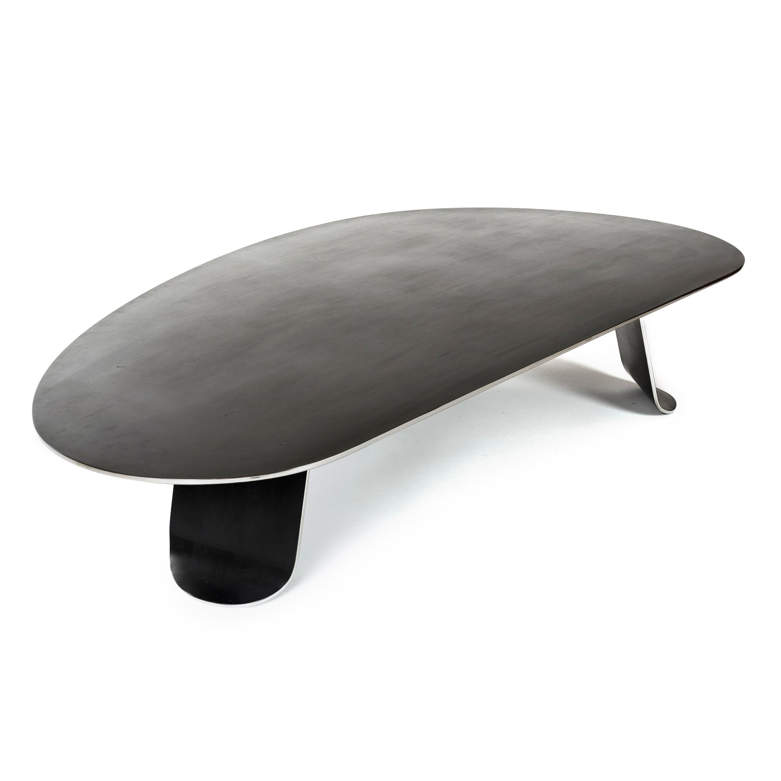 Wyeth Chrysalis Table No. 1 in Blackened Stainless Steel with Polished Edges For Sale 1