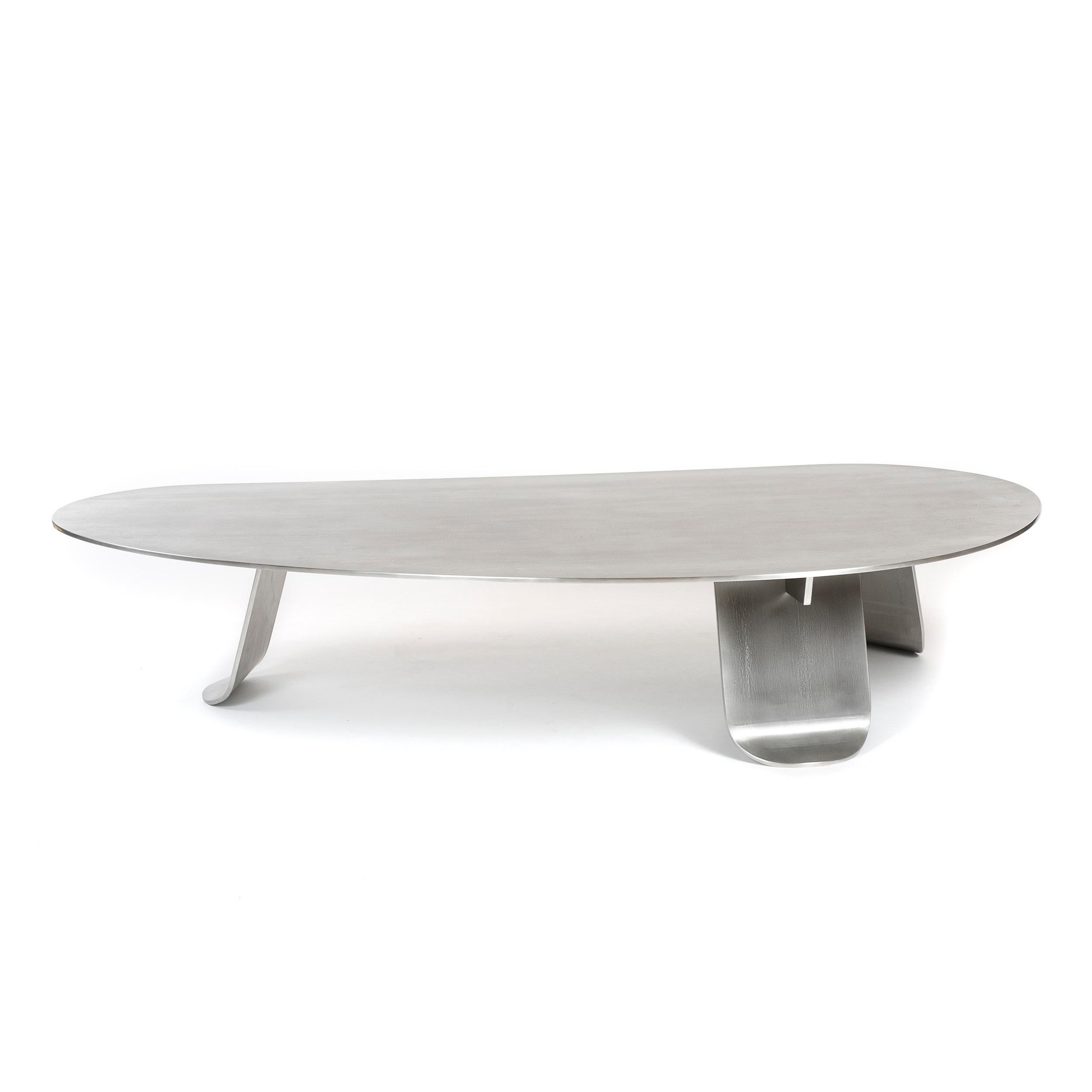 American WYETH Chrysalis Table No. 1 in Natural Grain Stainless Steel For Sale