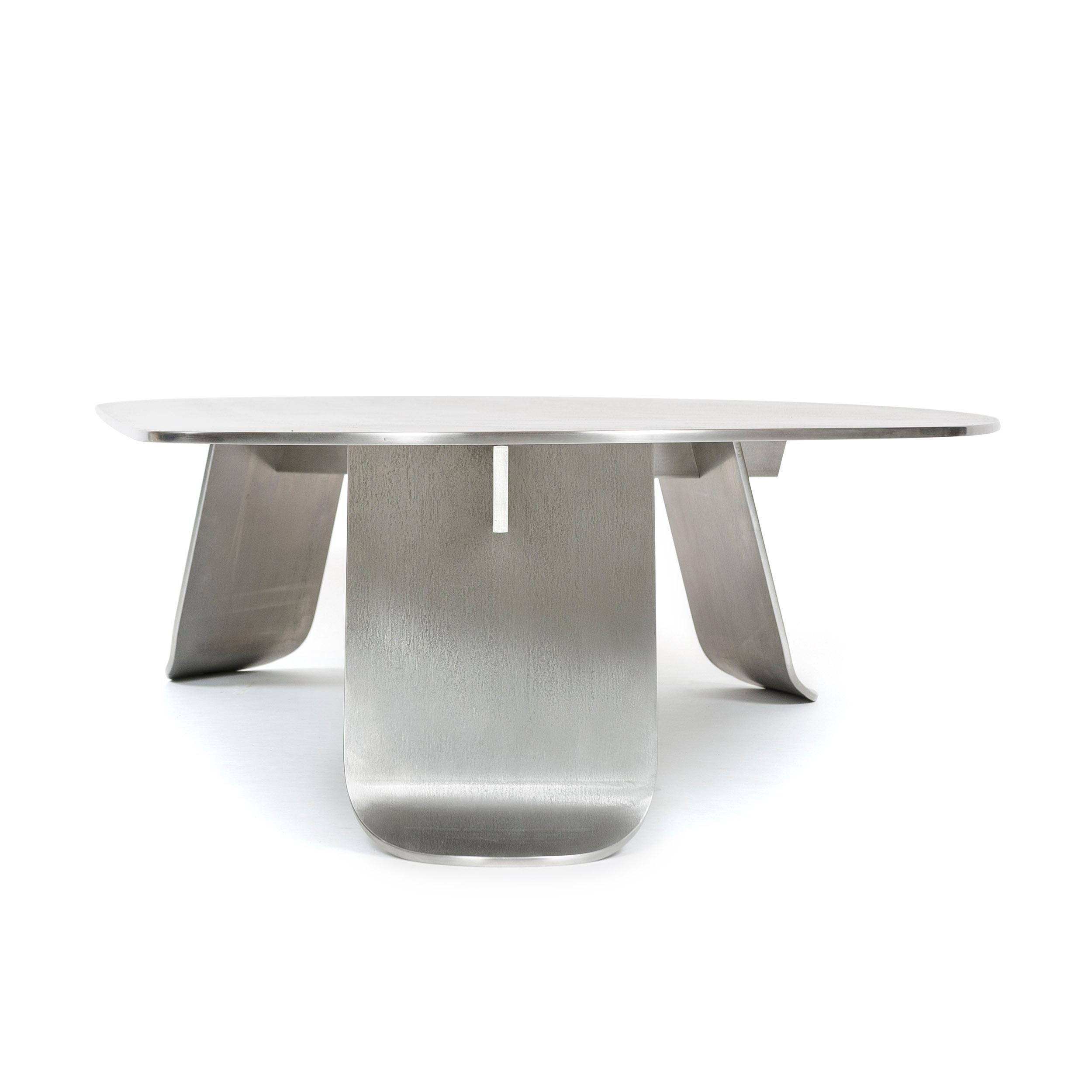 WYETH Chrysalis Table No. 1 in Natural Grain Stainless Steel For Sale 3