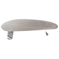Chrysalis No 1. Low Table in Natural Grain Stainless Steel, Made to Order