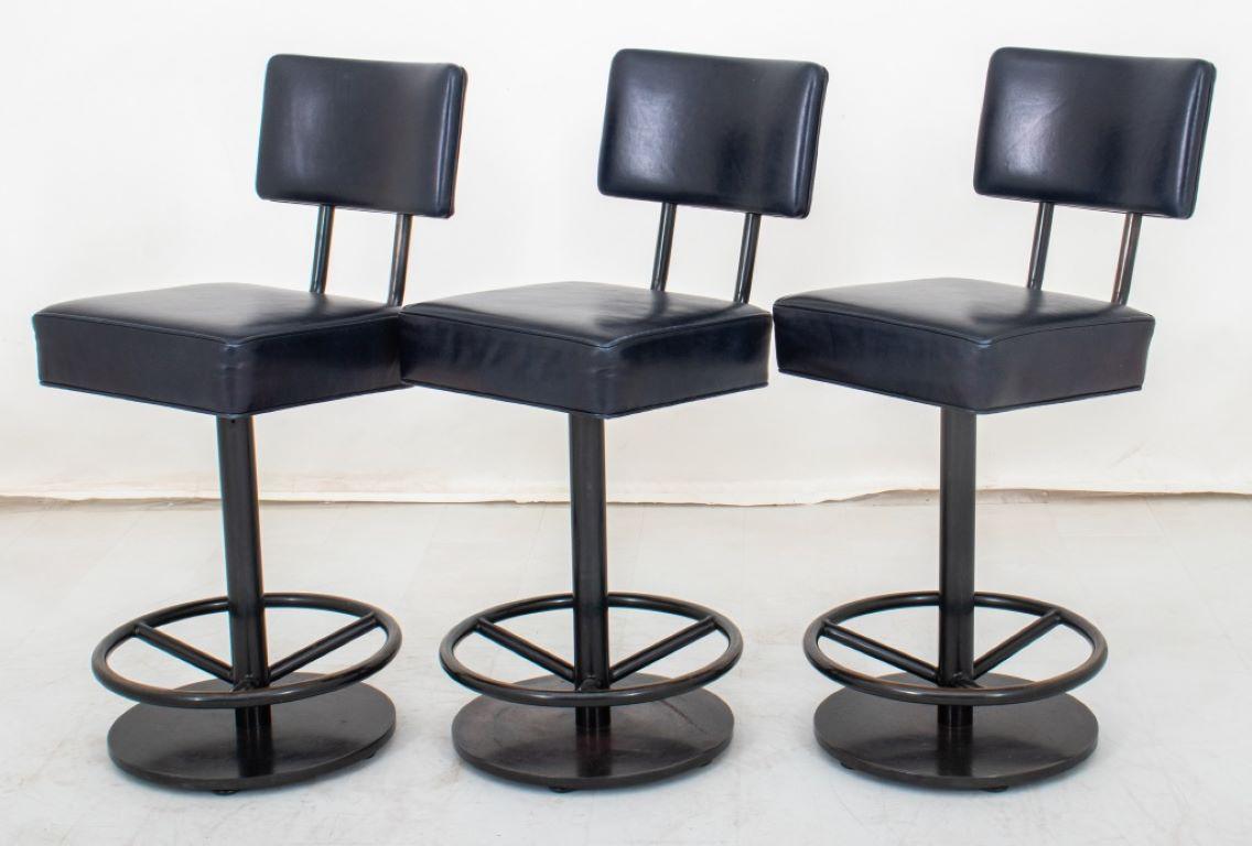 American Wyeth Industrial Barstools Leather, 3 For Sale