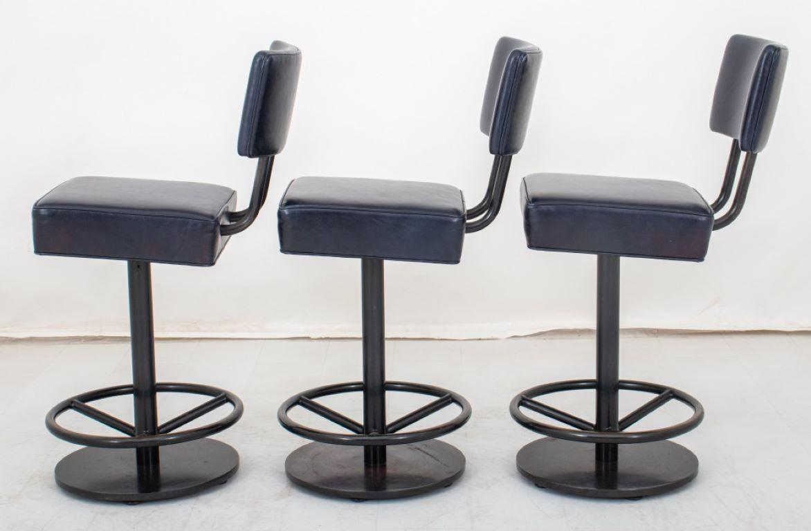 Wyeth Industrial Barstools Leather, 3 In Good Condition For Sale In New York, NY