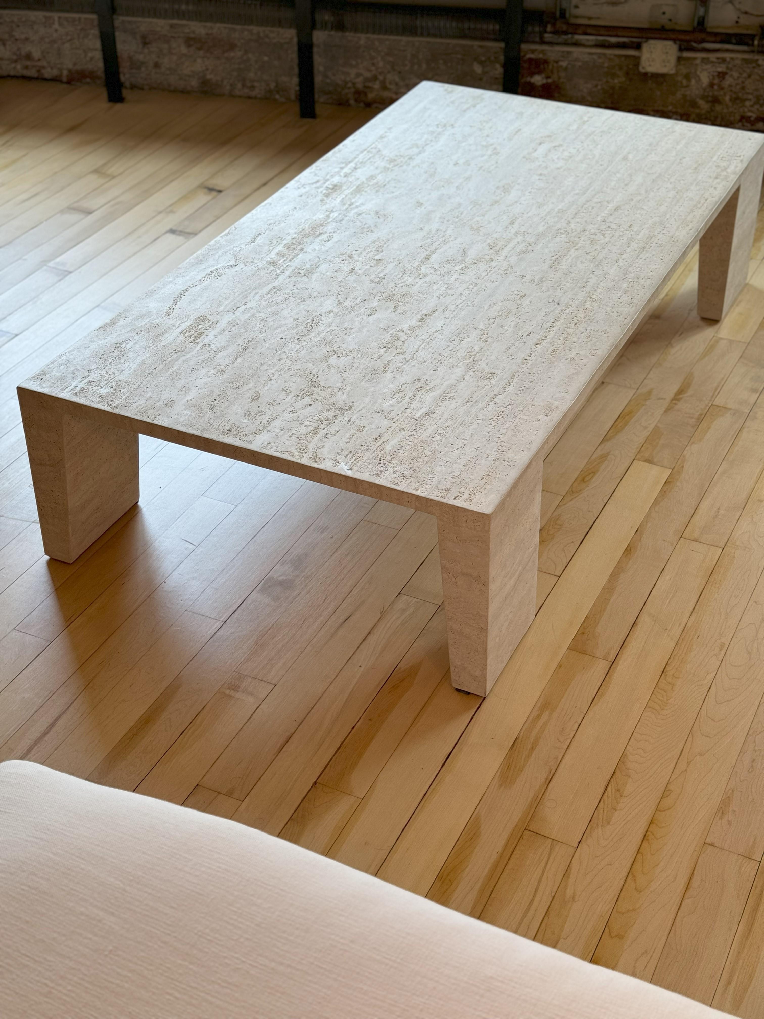 Wyeth Italian Travertine Coffee Table By Restoration Hardware In Excellent Condition In New York, NY, NY