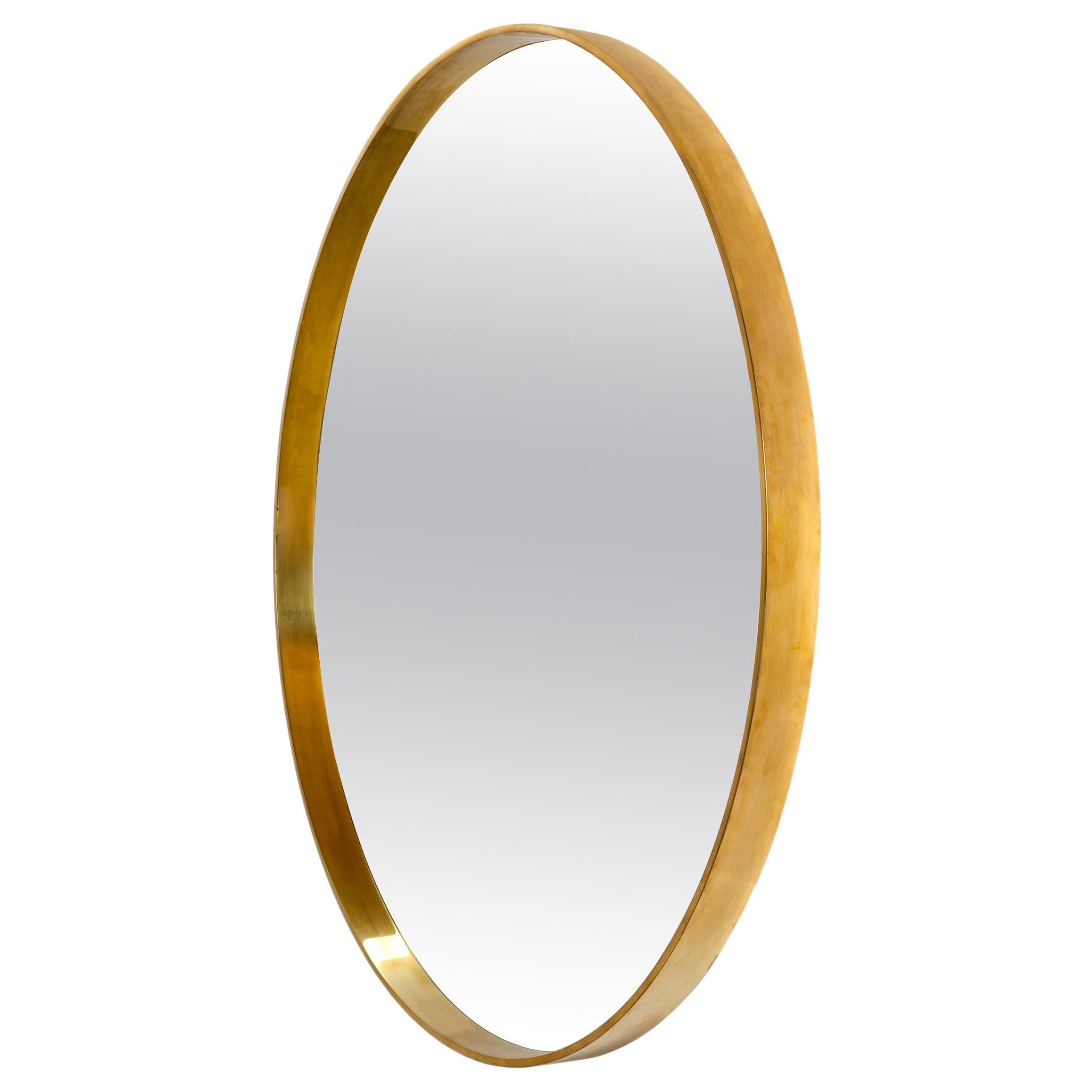 WYETH Original Round Mirror in Polished Bronze For Sale