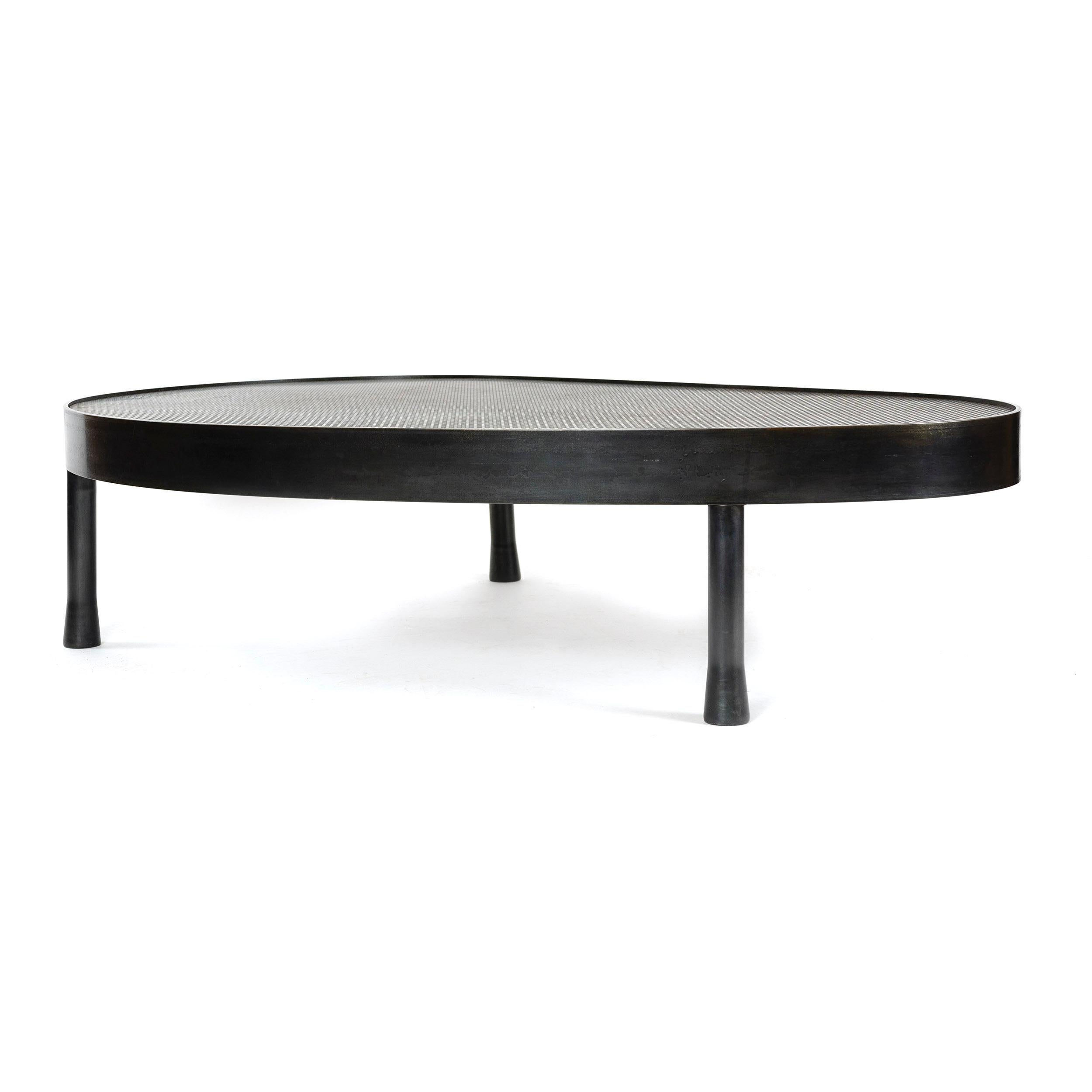 WYETH Original Blackened Steel Low Table with Perforated Top In New Condition In Sagaponack, NY