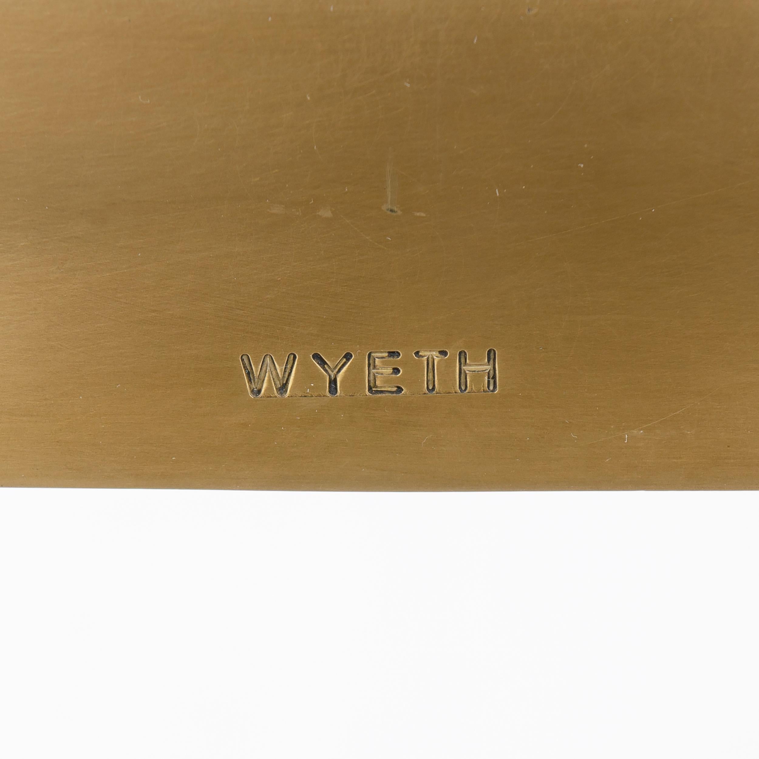 Bronze Table d'appoint WYETH en bloc de verre d'origine en bronze patiné en vente
