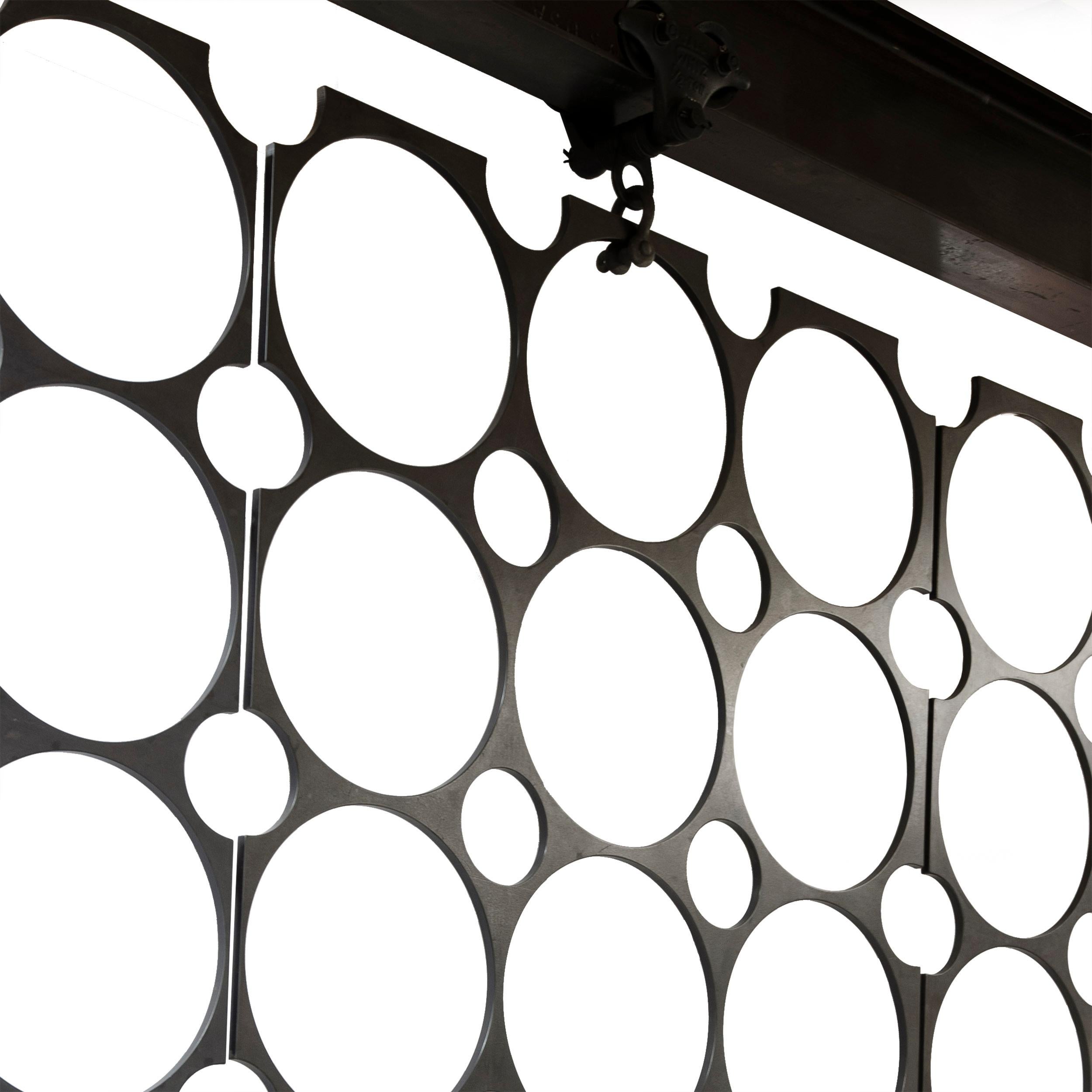 Industrial WYETH Original Perforated Metal Screen / Room Divider in Blackened Steel For Sale