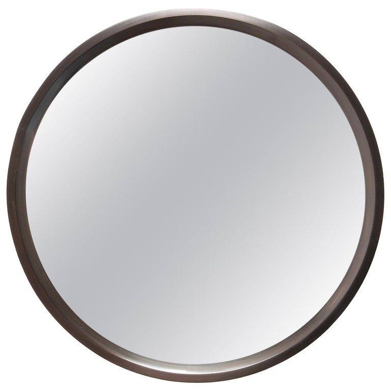 WYETH Original Round Bronze Wall Mirror For Sale at 1stdibs