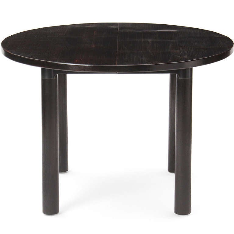 Modern WYETH Original Round Ebonized Bamboo and Blackened Steel Dining Table
