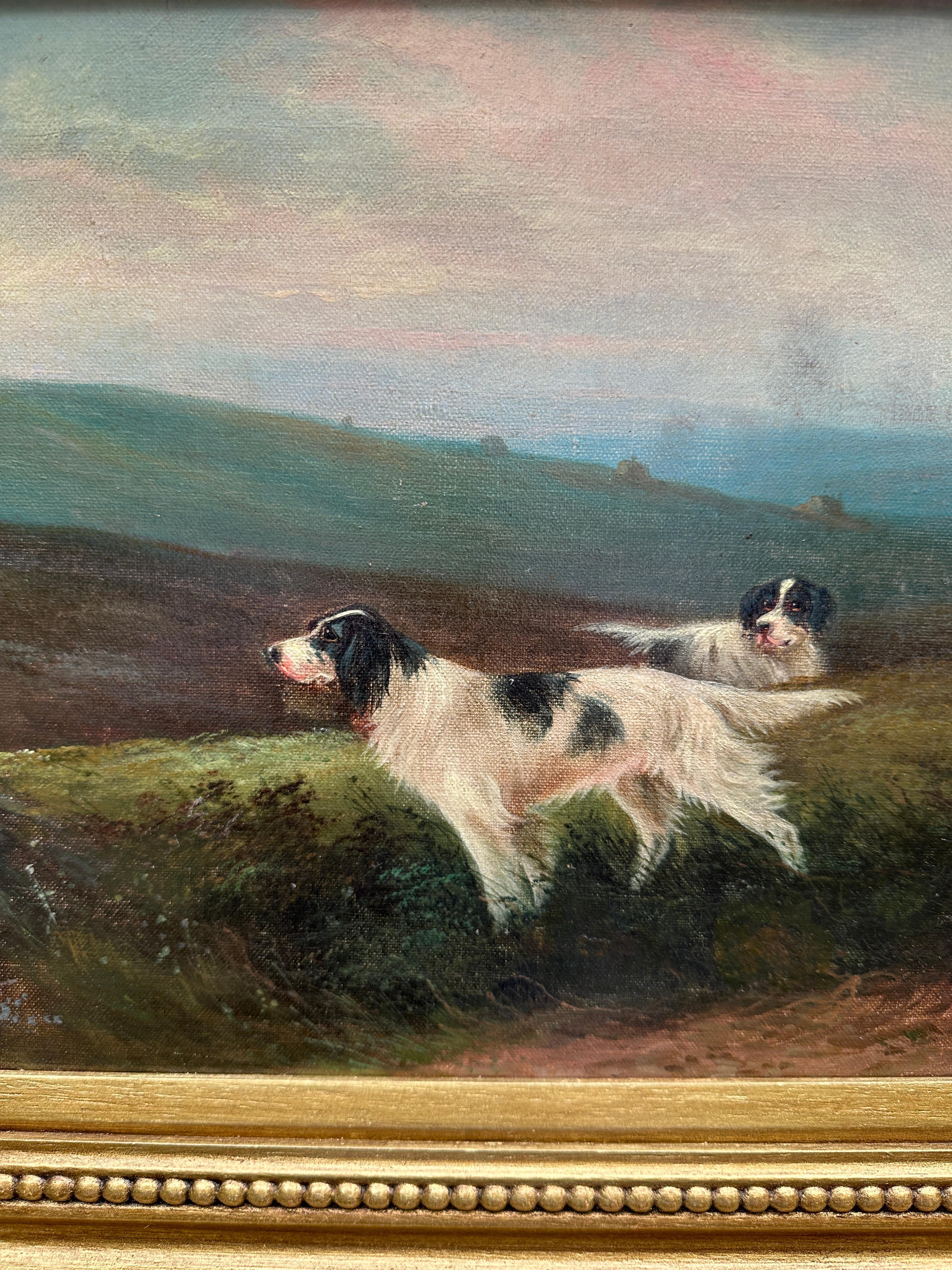 Wylam Gowdy (Britisch, Anfang 20. Jahrhundert)

Jäger auf der Jagd mit Gundogs auf Moorland
Öl auf Leinwand, um 1905, auf der Rückseite beschriftet
Signiert unten rechts

Diese stimmungsvolle Moorkomposition von Wylam Gowdy fängt einen wesentlichen