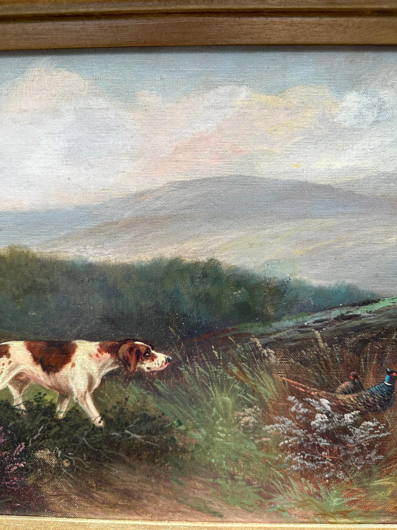 English Antique 'The last Shoot' Hund mit Jäger in Moorland im Angebot 1