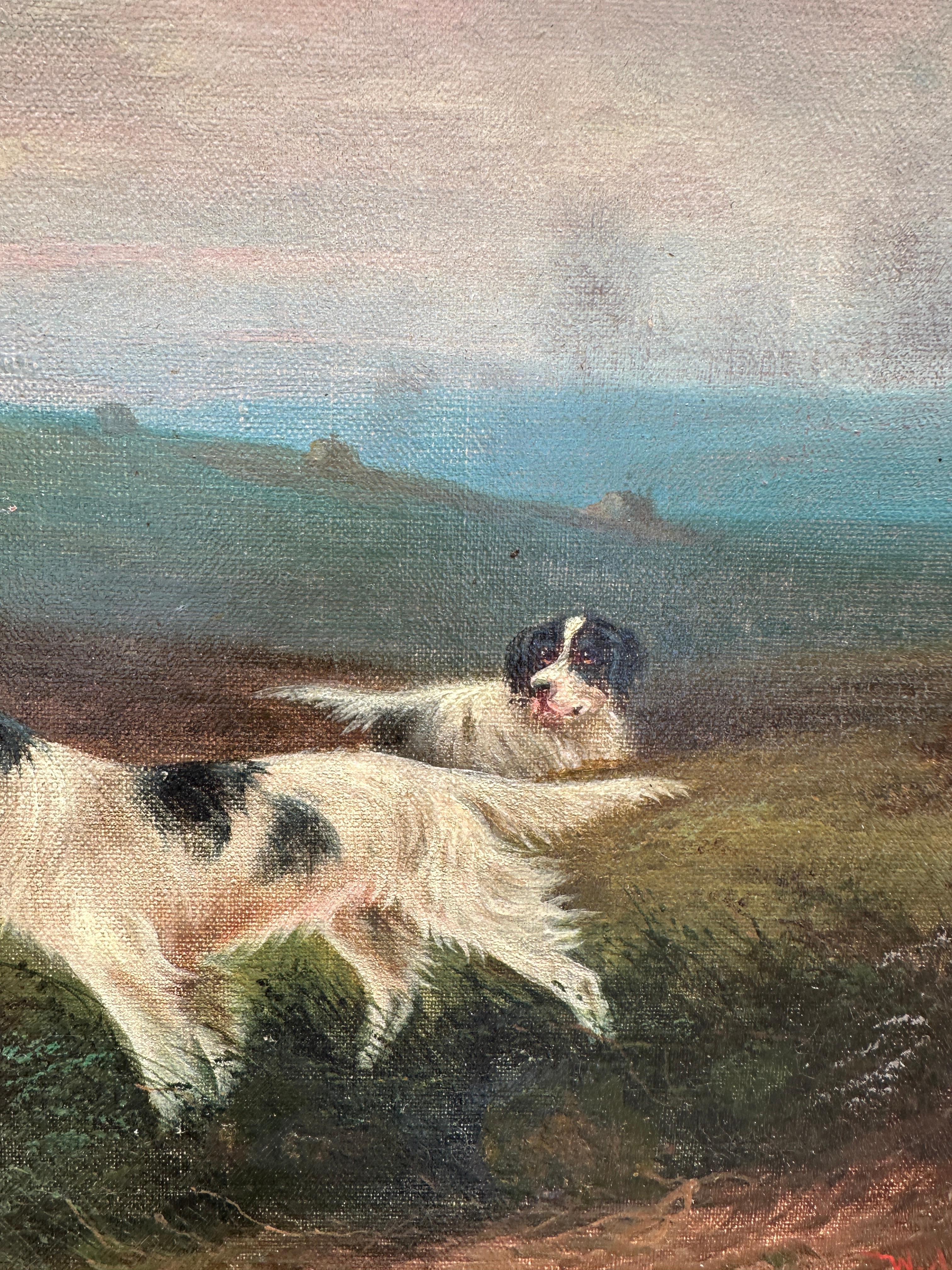English Antique 'The last Shoot' Hund mit Jäger in Moorland im Angebot 1