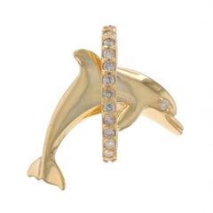 Wyland Foundation Diamond Dolphin Pendant-Yellow Gold 14k Round Brilliant .33ctw