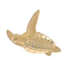 Ciondolo con tartaruga marina della Fondazione Wyland - Oro giallo 14k Vita nell'oceano
