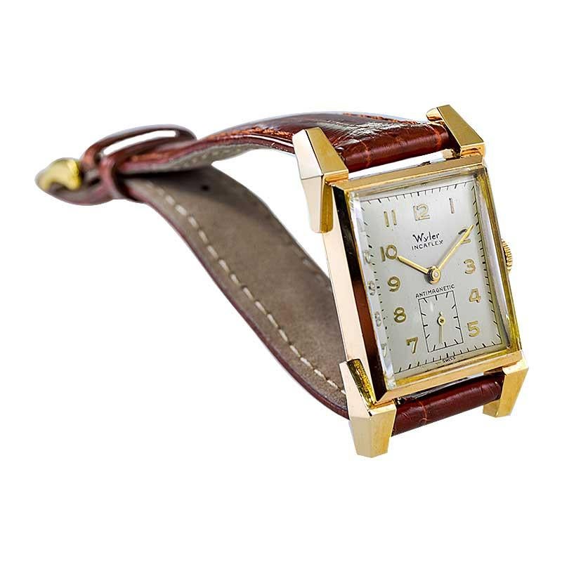 Wyler 14Kt. Solid Gold Art Deco Watch with Original Dial from 1940's 3