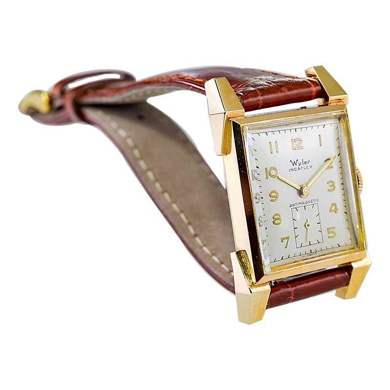 Wyler 14Kt. Solid Gold Art Deco Watch with Original Dial from 1940's 4