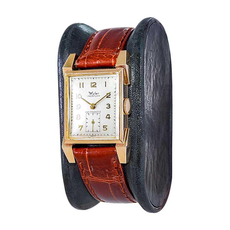 Wyler 14Kt. Solid Gold Art Deco Watch with Original Dial from 1940's 2