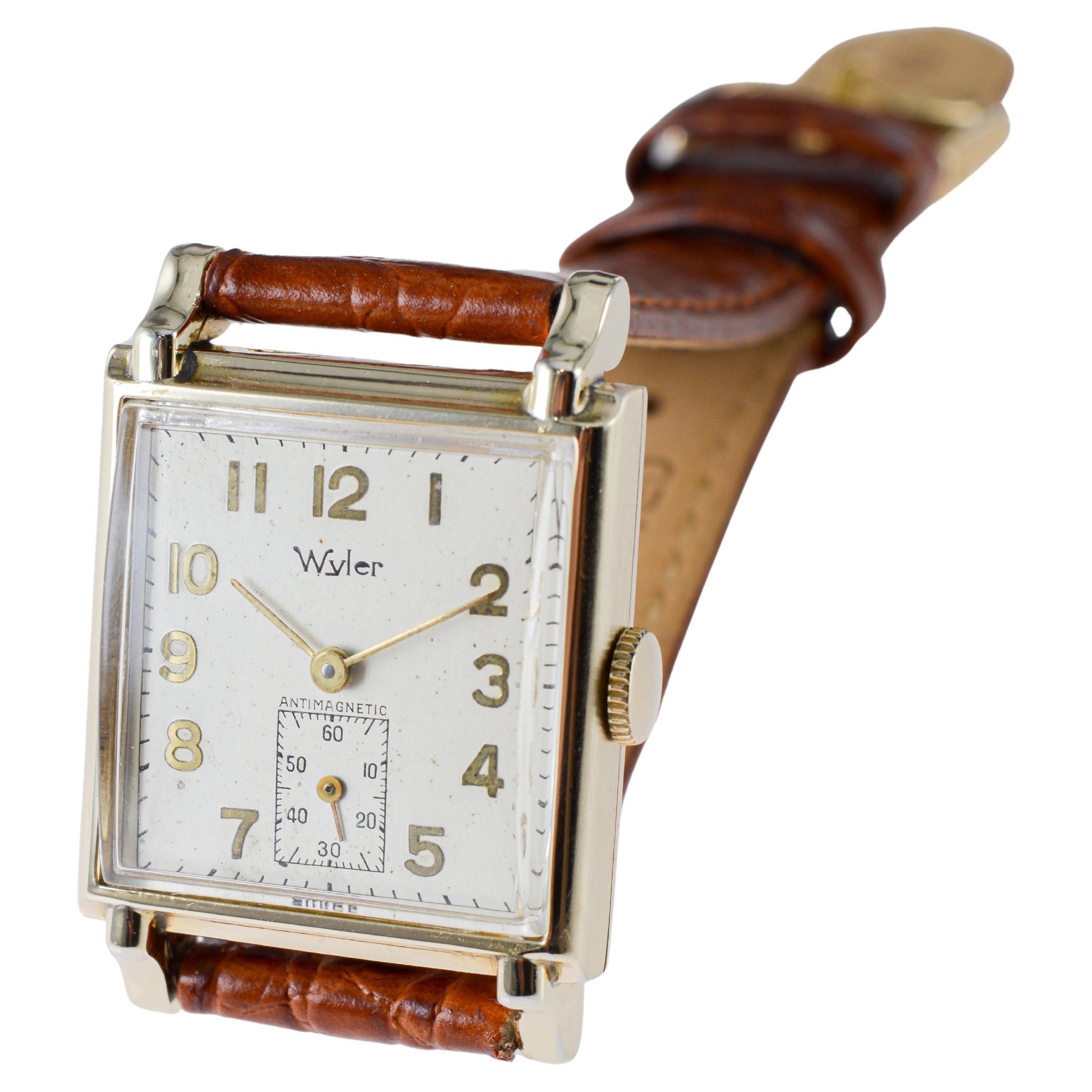 Wyler Yellow Gold Filled Art Deco Watch with Original Dial 1940's For Sale 6