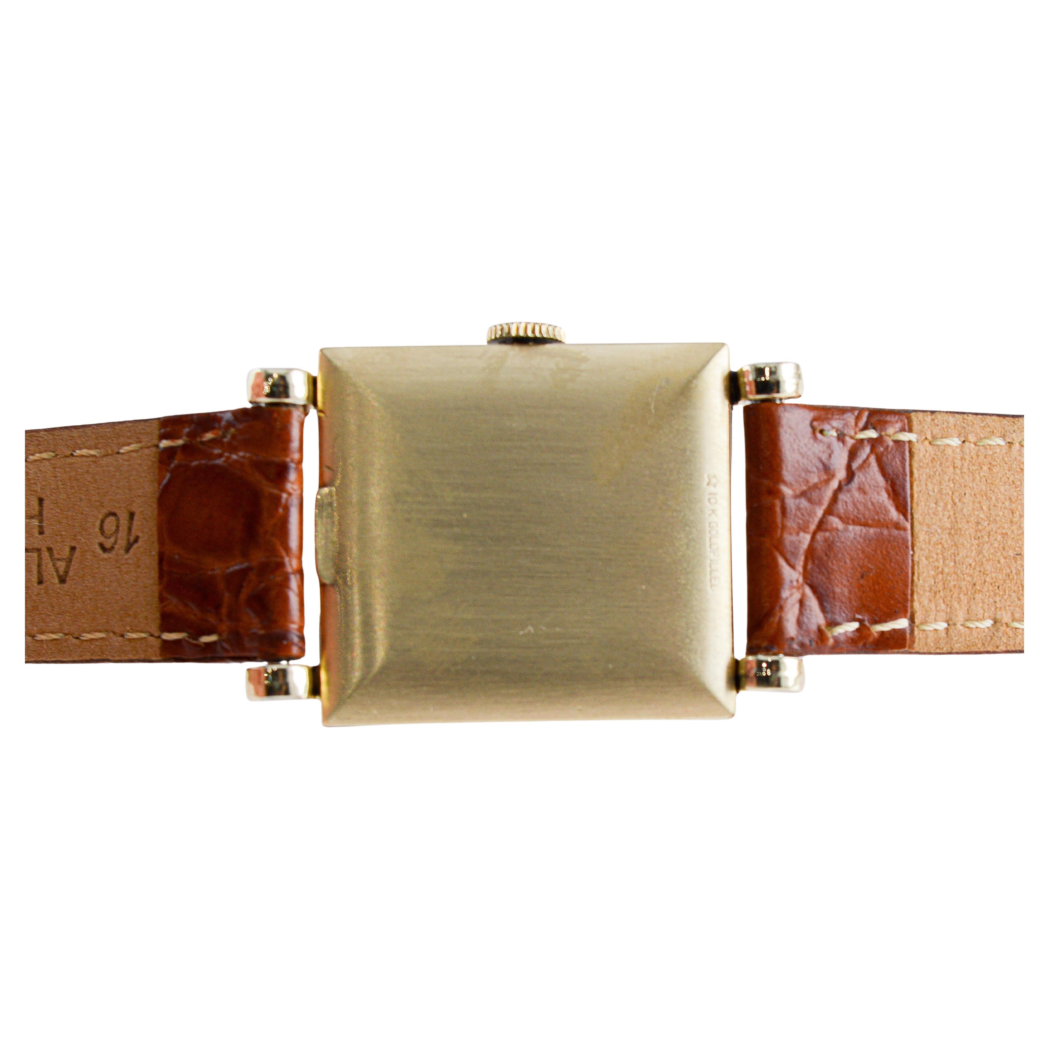 Wyler Yellow Gold Filled Art Deco Watch with Original Dial 1940's For Sale 8