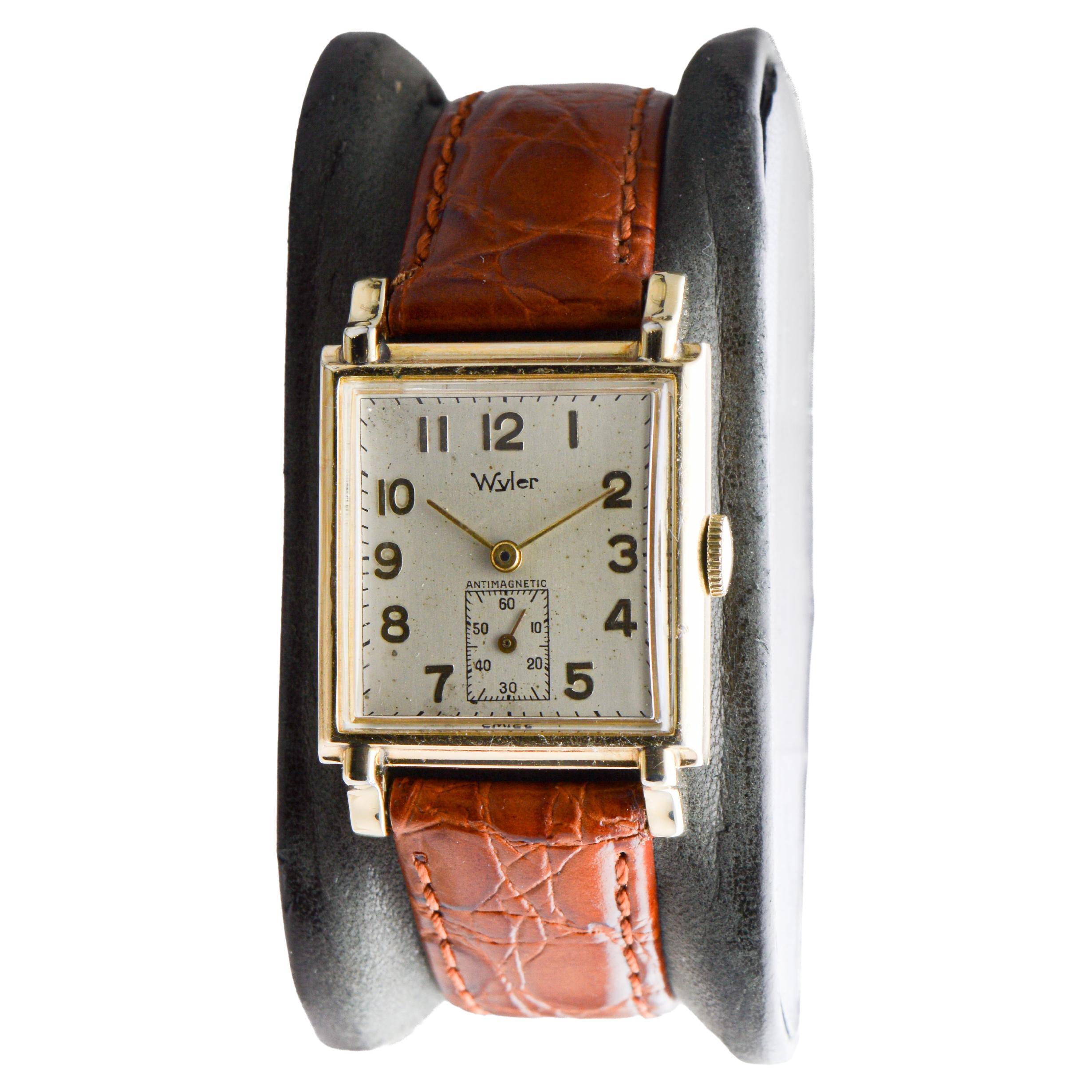 Wyler Yellow Gold Filled Art Deco Watch with Original Dial 1940's For Sale 2