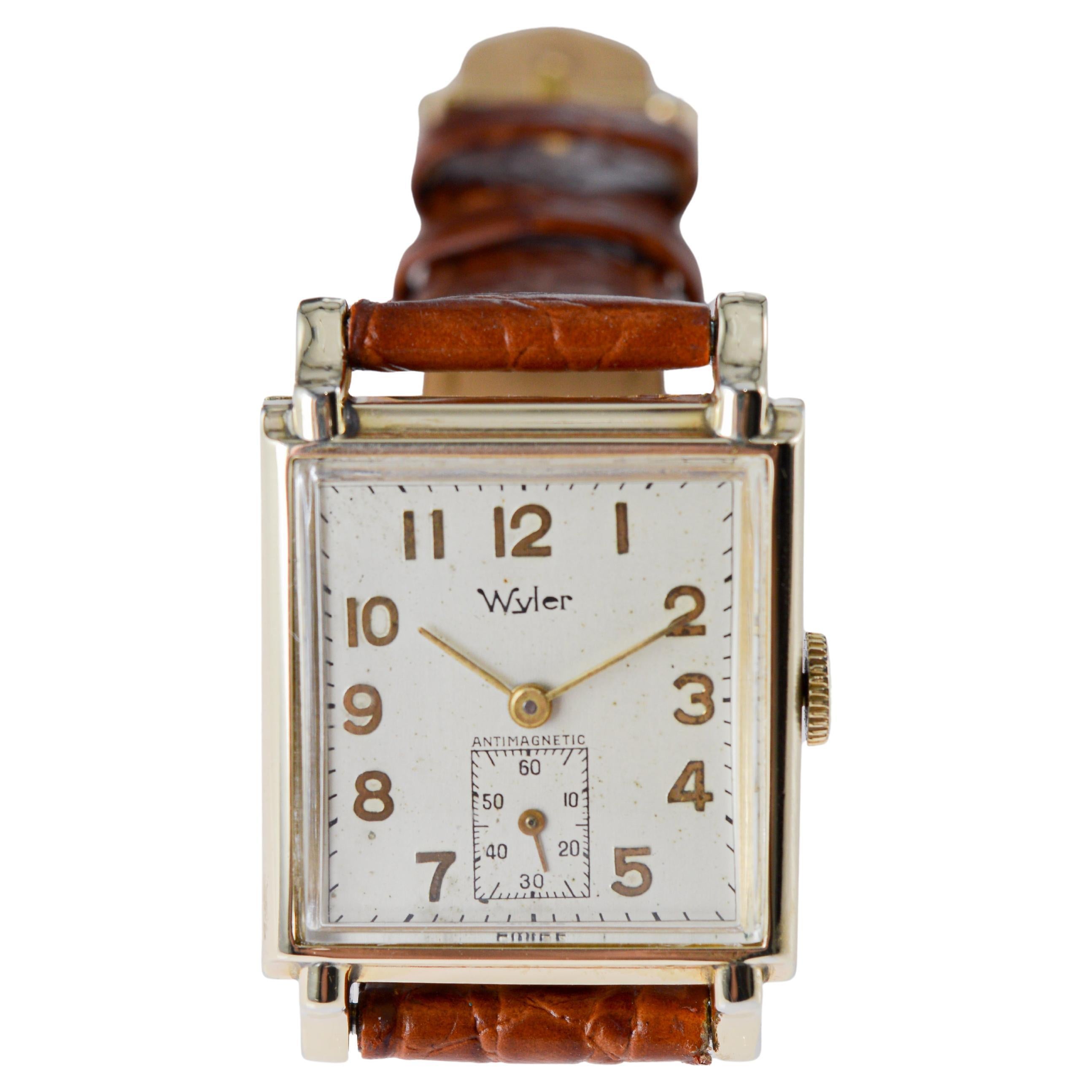 Wyler Yellow Gold Filled Art Deco Watch with Original Dial 1940's For Sale 5