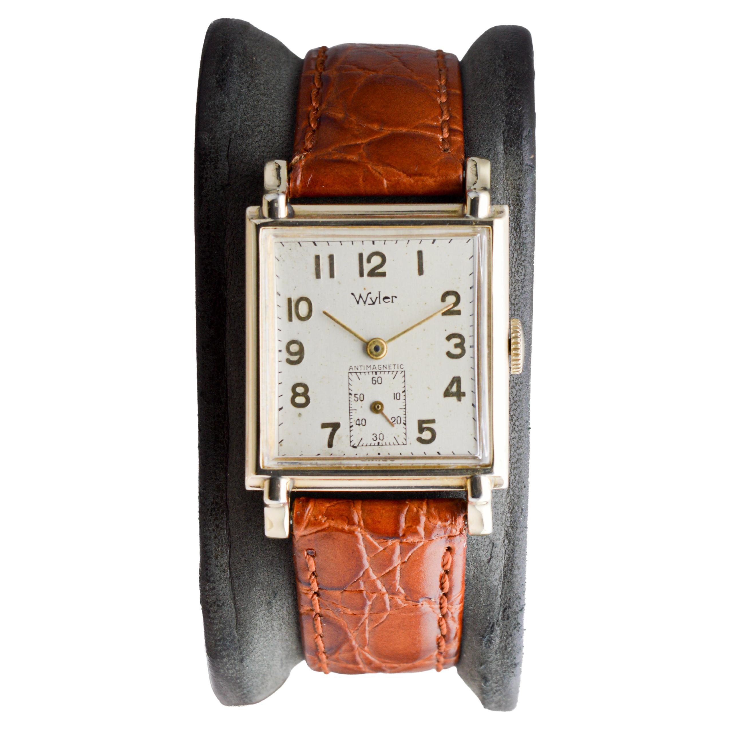 Wyler Yellow Gold Filled Art Deco Watch with Original Dial 1940's For Sale