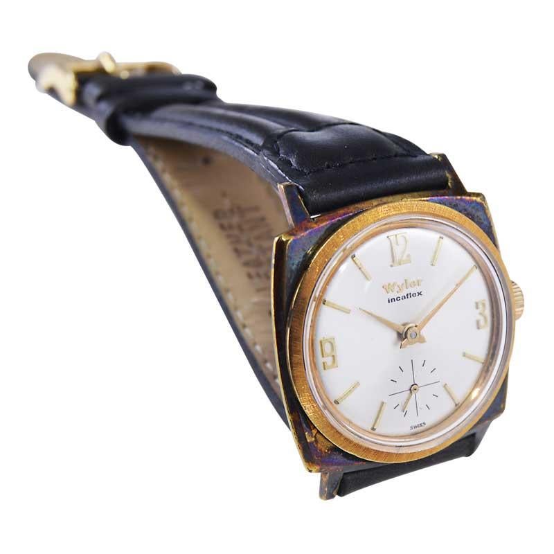 Modernist Wyler Yellow Gold Filled Watch with Original Dial circa 1960's New, Old Stock For Sale