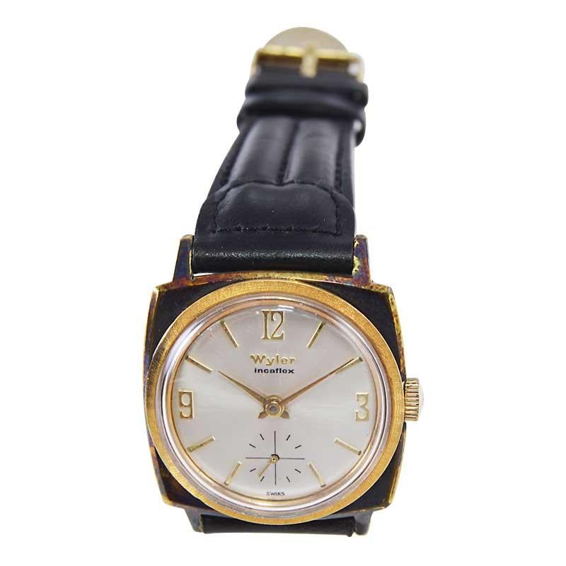 Wyler Yellow Gold Filled Watch with Original Dial circa 1960's New, Old Stock In Excellent Condition For Sale In Long Beach, CA