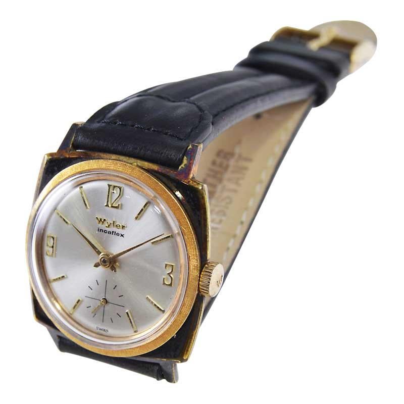 Women's or Men's Wyler Yellow Gold Filled Watch with Original Dial circa 1960's New, Old Stock For Sale
