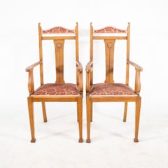 Wylie and Lochhead Glasgow. A set of six Arts and Crafts oak dining chairs
