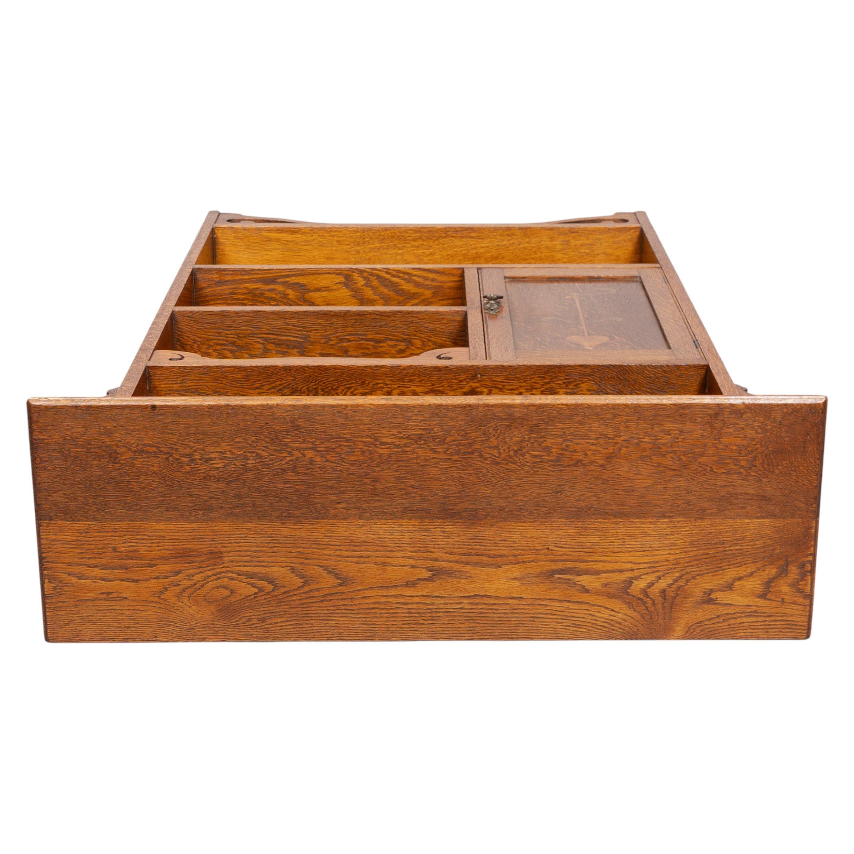 Hand-Crafted Wylie and Lochhead, in the style of. Arts and Crafts oak bookcase with cupboard For Sale