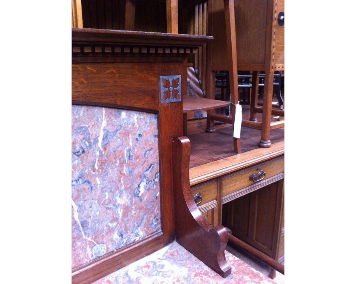 Early 20th Century Wylie & Lochhead Arts & Crafts Oak Three-Piece Bedroom Suite with Pewter Inlays For Sale