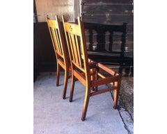 Wylie & Lochhead Attri. A Pair of Glasgow School Arts & Crafts Oak Dining Chairs