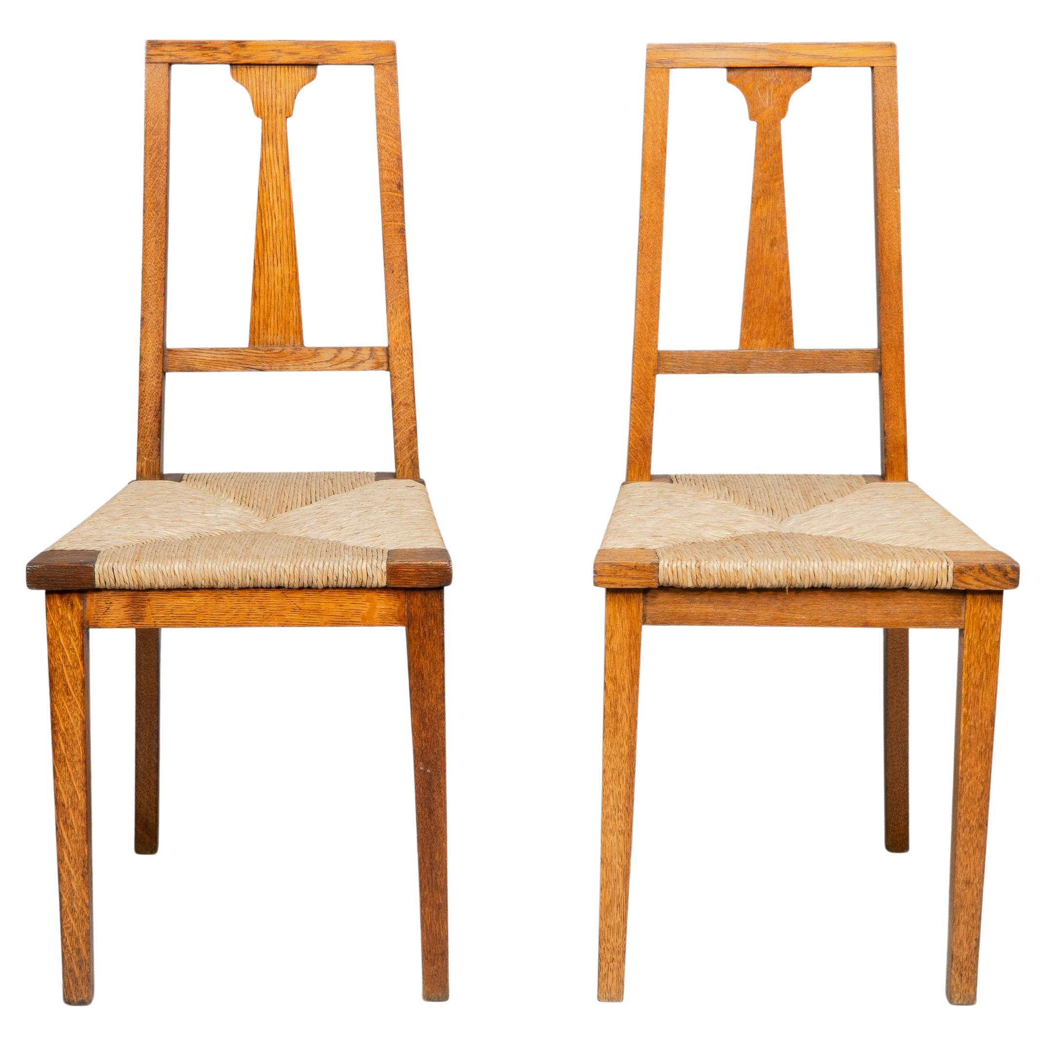 Wylie & Lochhead. Pair of Arts & Crafts Oak Side Chairs