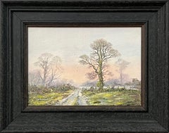 Retro Farm Track in Wooded Landscape with Pink & Green by 20th Century British Artist