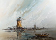 Wyn Appleford (1932-2016) - Huile du 20e siècle, Trois moulins à vent