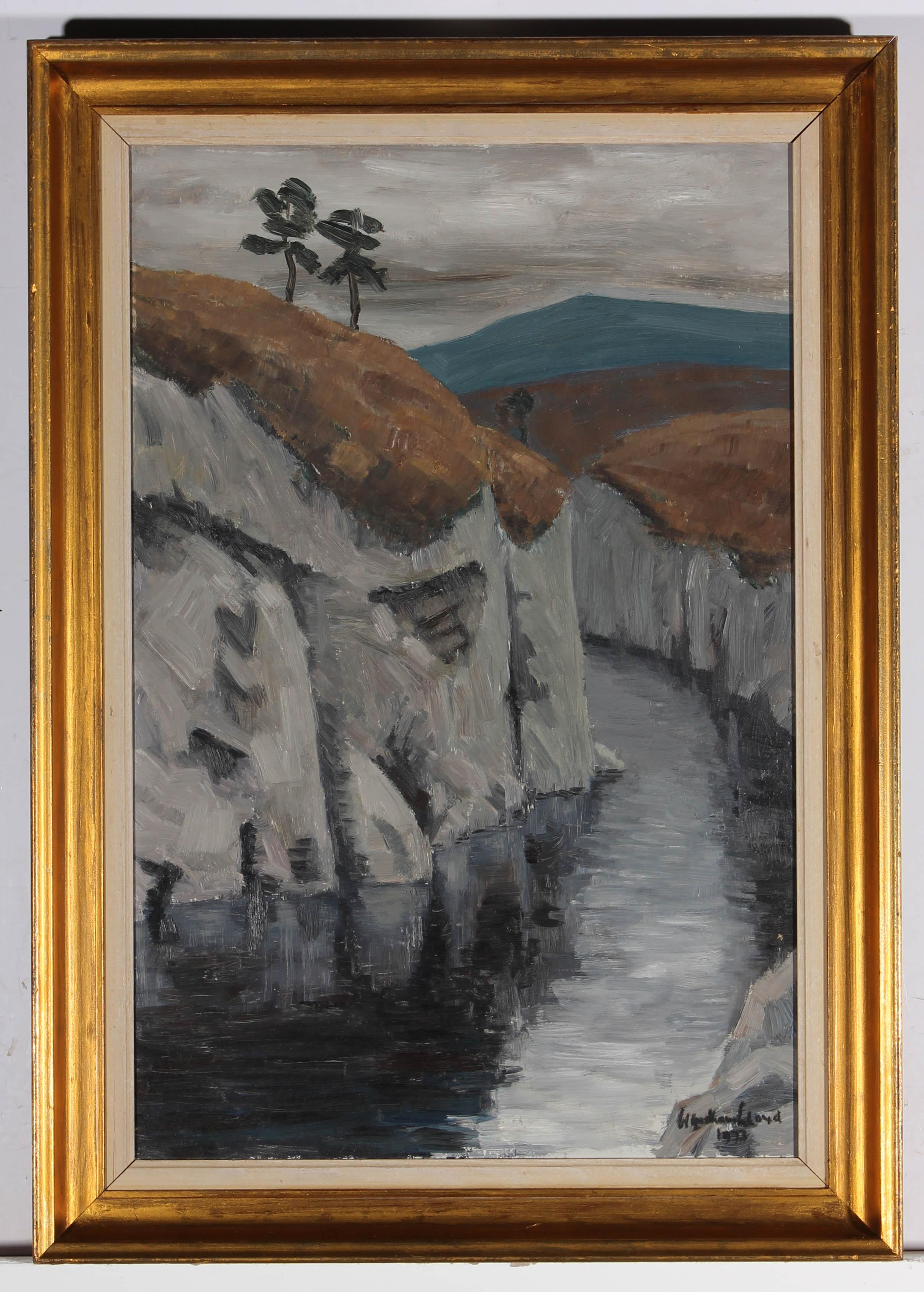 Wyndham Lloyd (1909-1997) - Framed 1973 Oil, Trailing Gorge For Sale 2