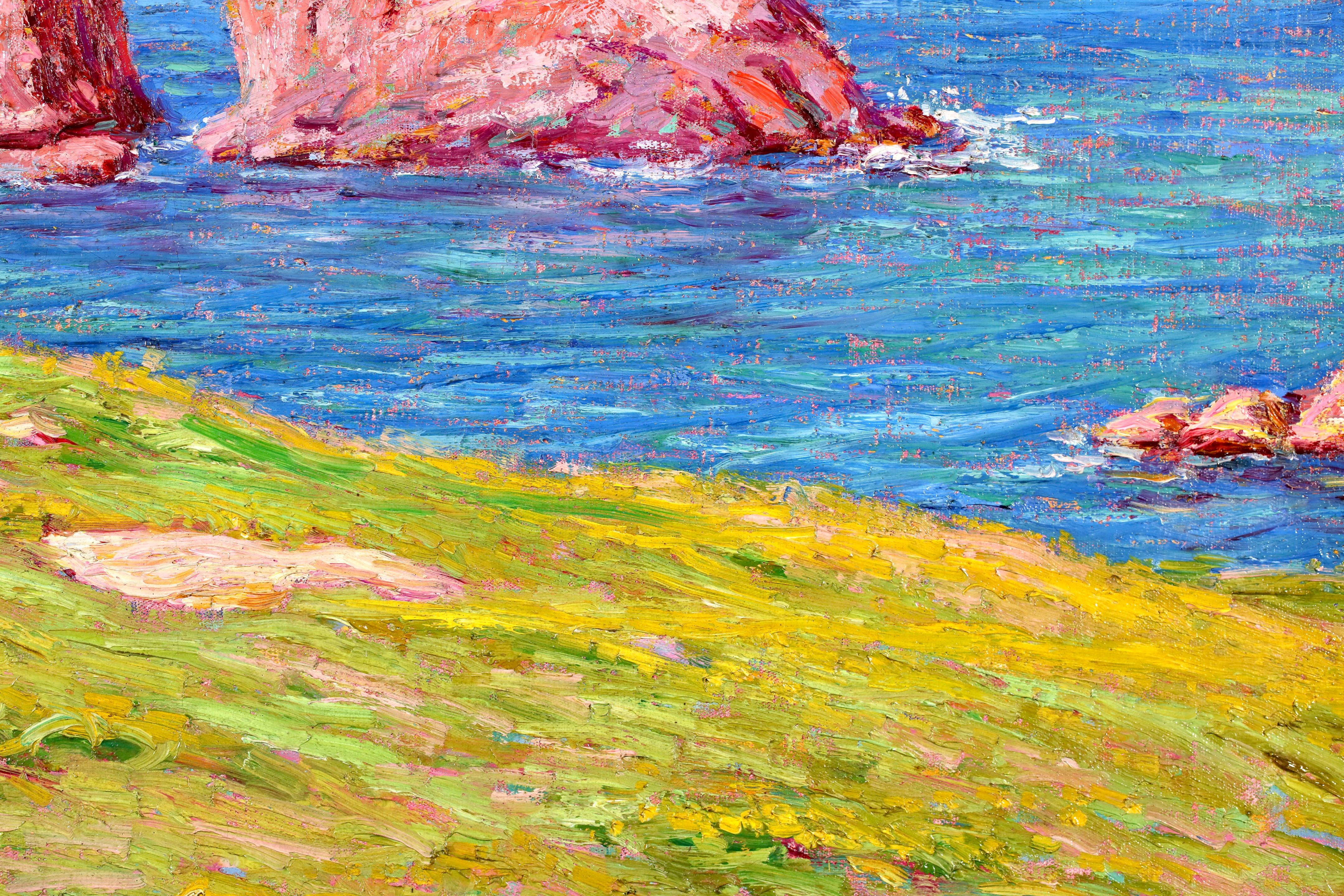 Rocks on the Coast - Post Impressionist Landscape Oil by Wynford Dewhurst For Sale 6