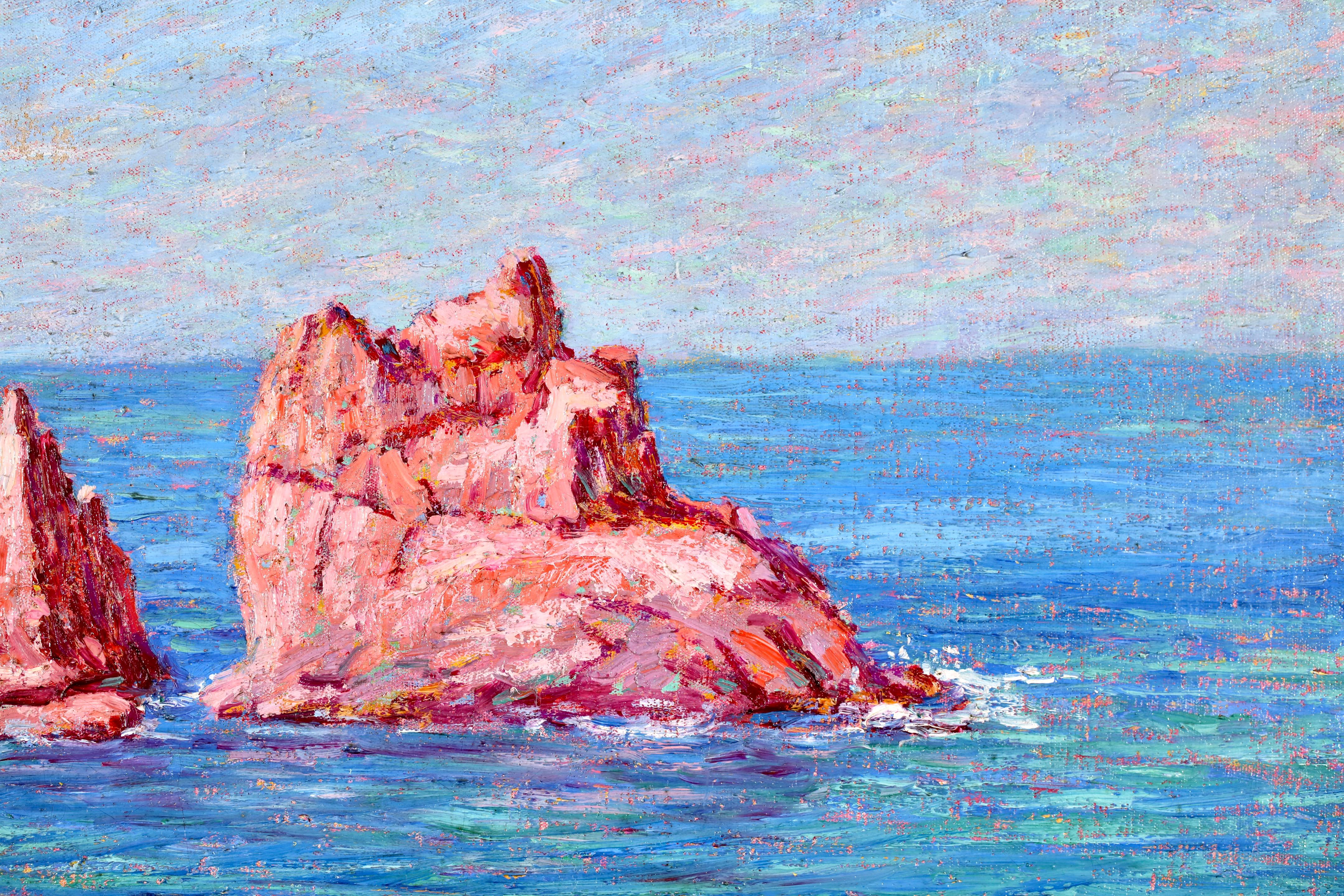 Rocks on the Coast - Post Impressionist Landscape Oil by Wynford Dewhurst For Sale 7